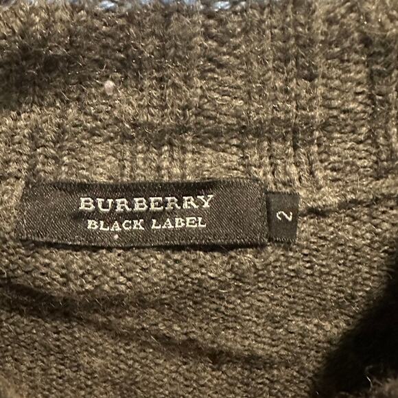 Burberry Black Label Wool Quarter Zip Sweater Plaid Panel Size Small - Picture 8 of 8